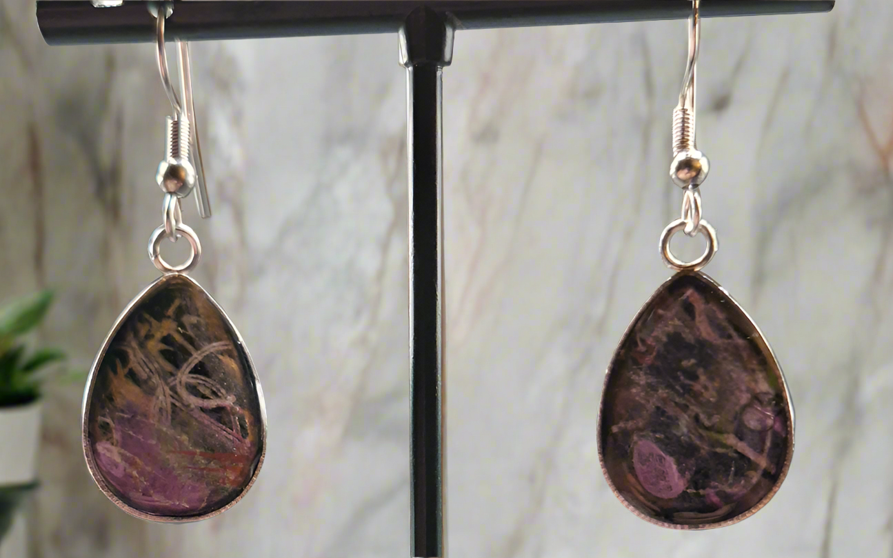 Hand painted teardrop earrings