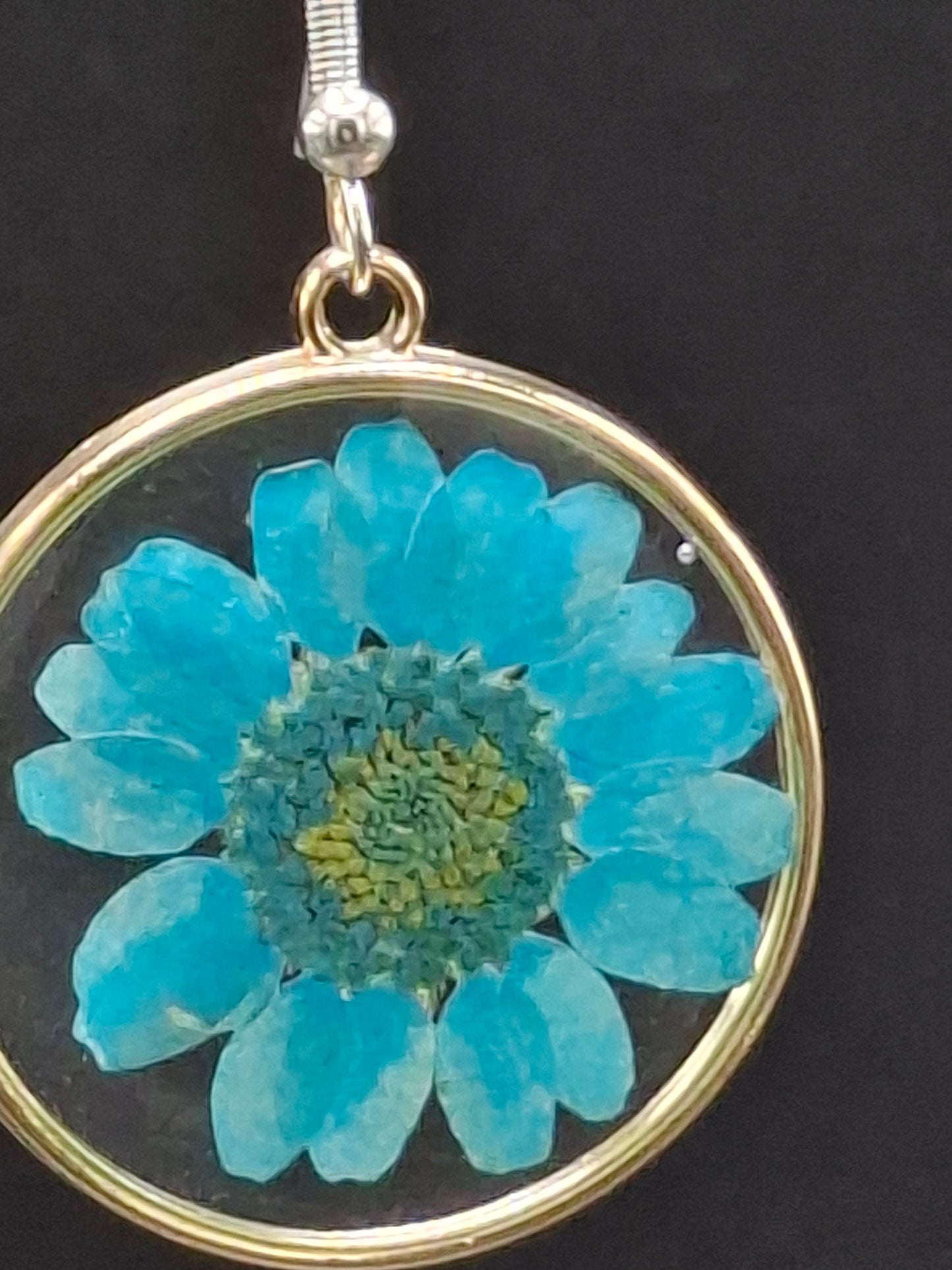 Blue sunflower earrings