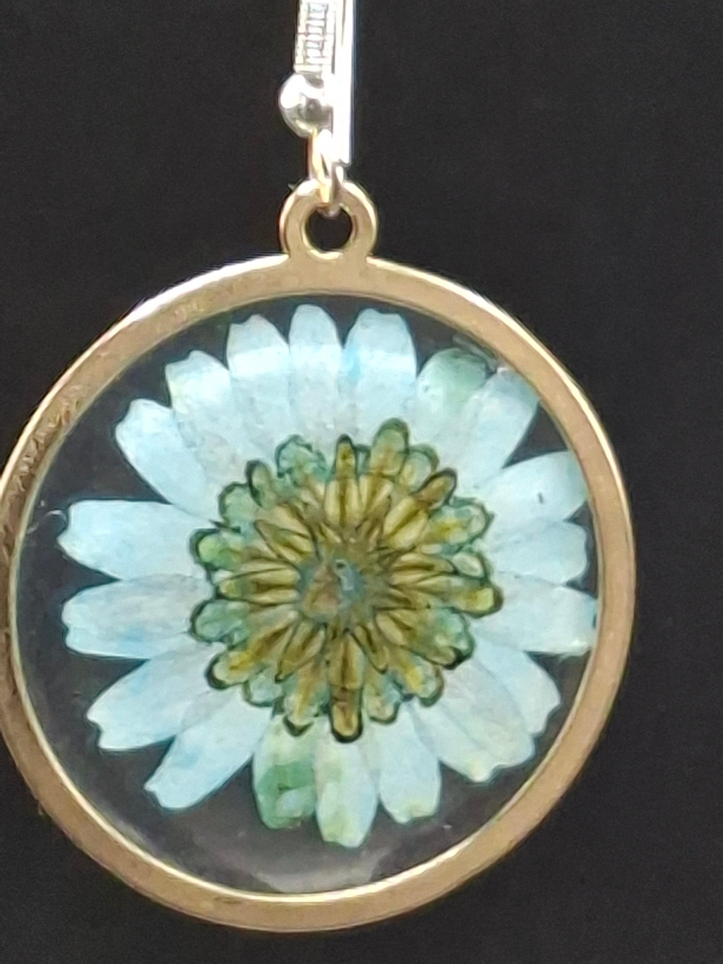 Blue sunflower earrings