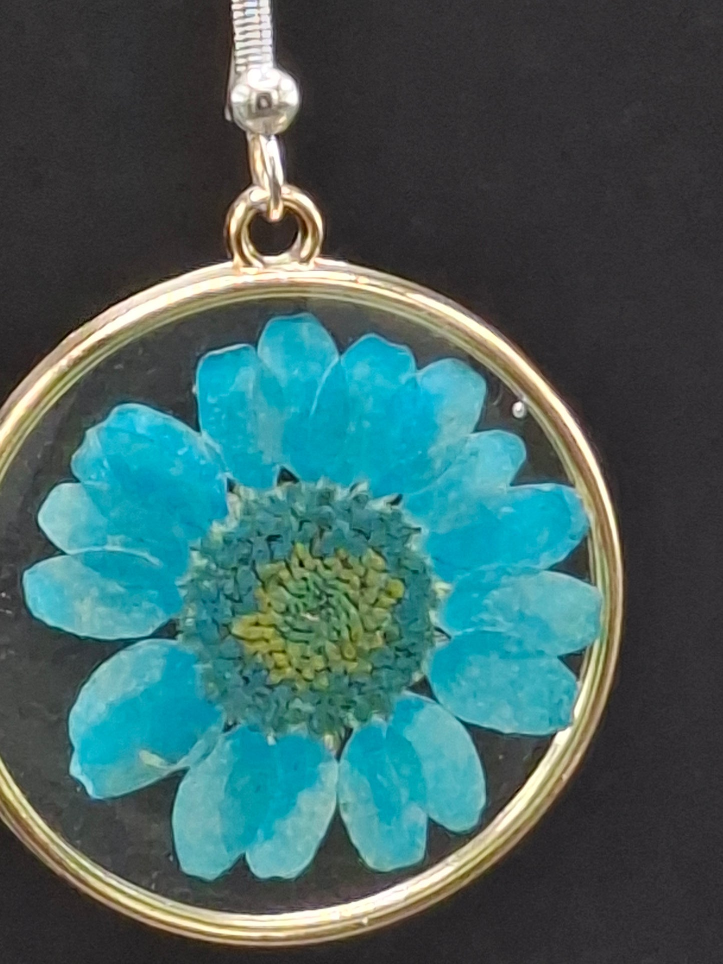 Blue sunflower earrings