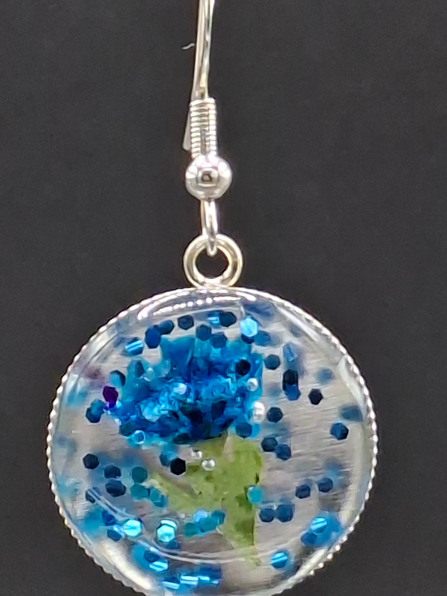 Blue flower and sparkle earrings