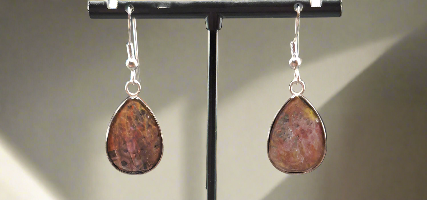 Teardrop drop hand painted earrings