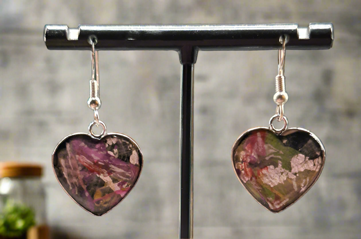 Hand painted heart shape earrings