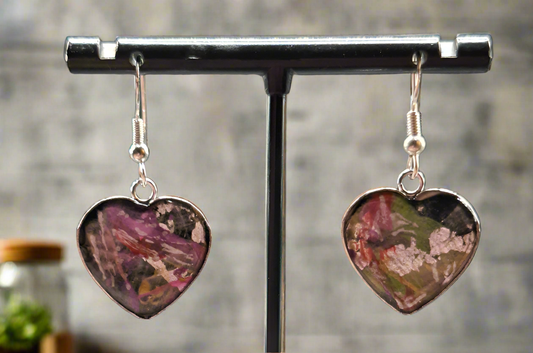 Hand painted heart shape earrings