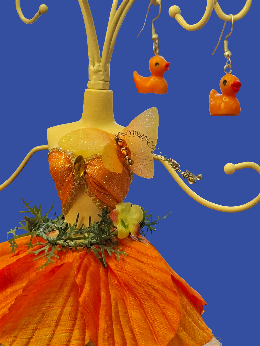 Orange Duck Earrings