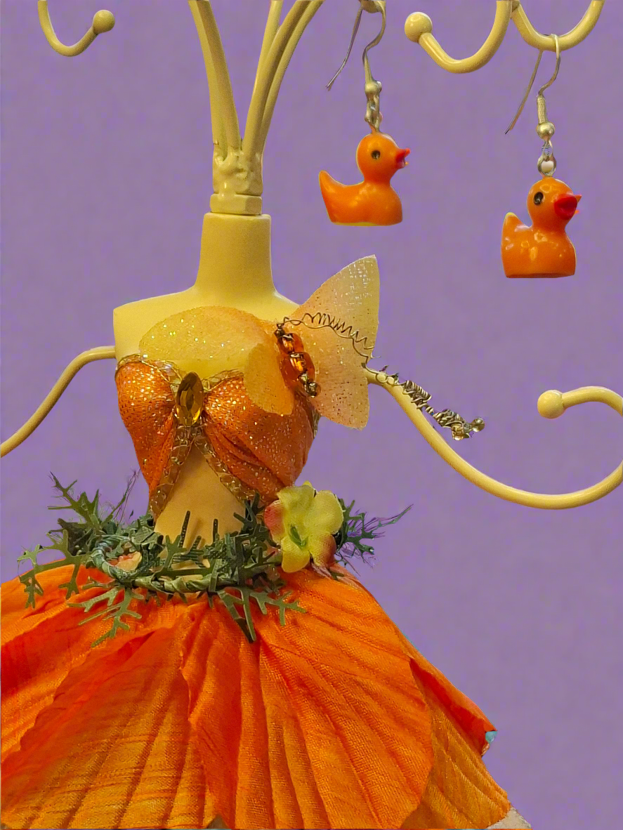 Orange Duck Earrings