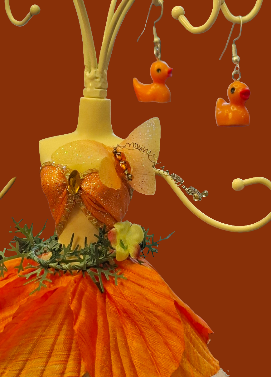 Orange Duck Earrings