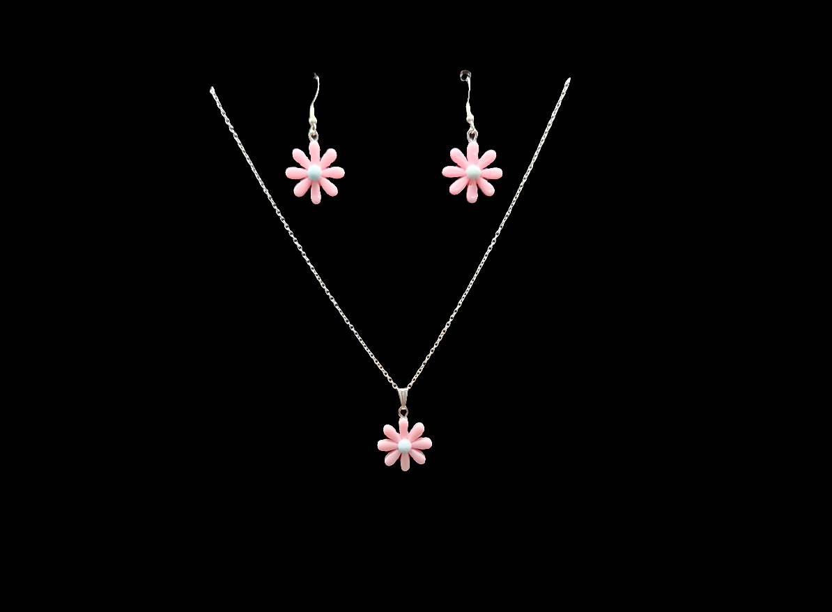 Pink Polymer clay flower set