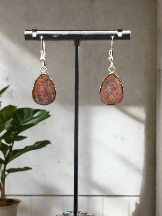 Teardrop drop hand painted earrings