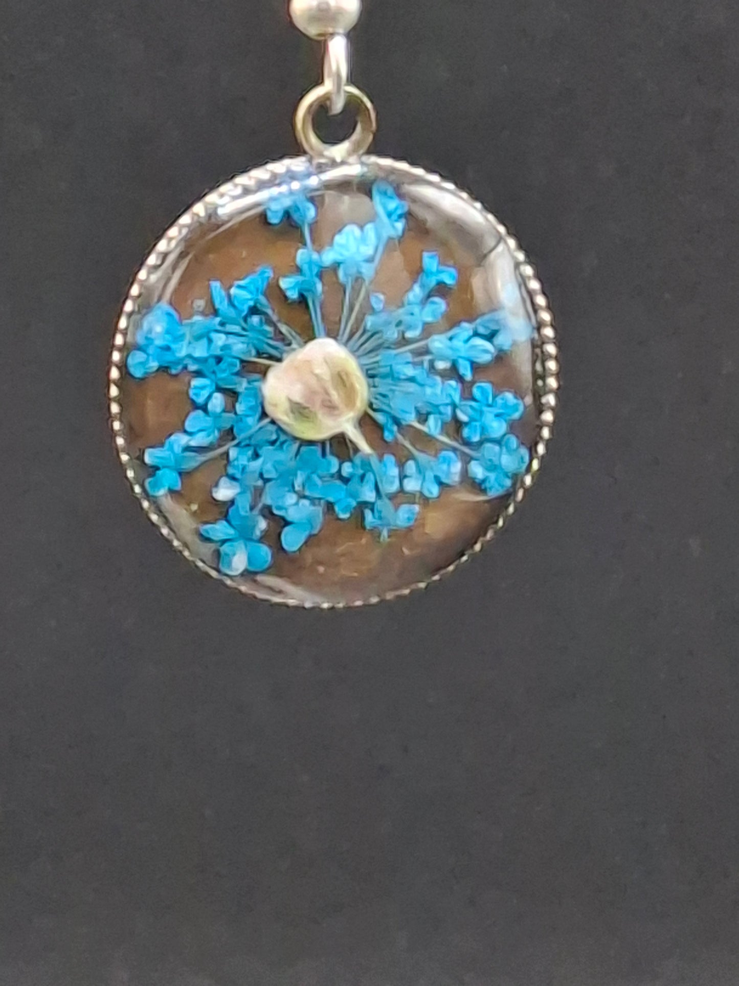 Real Blue teal flower earrings
