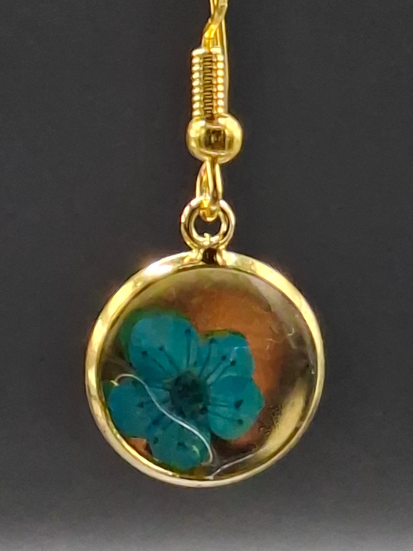 Teal color flower earrings small