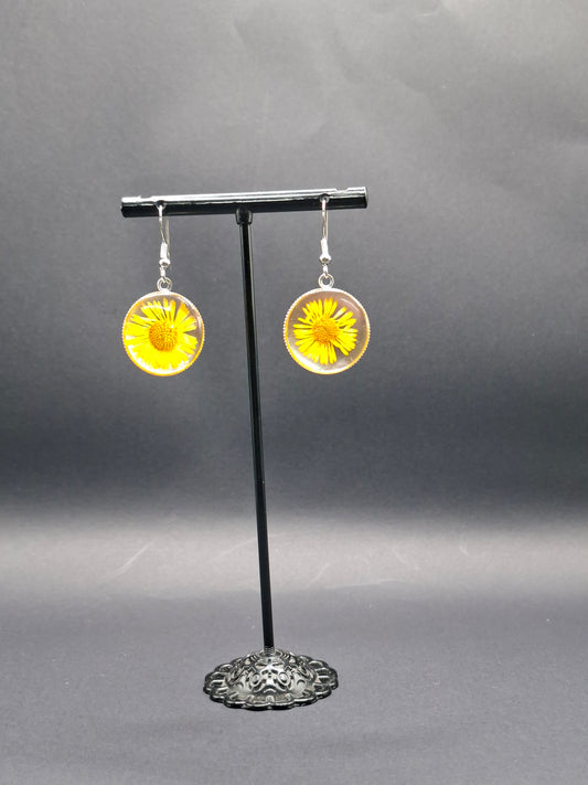 Real Flower Earrings yellow colour