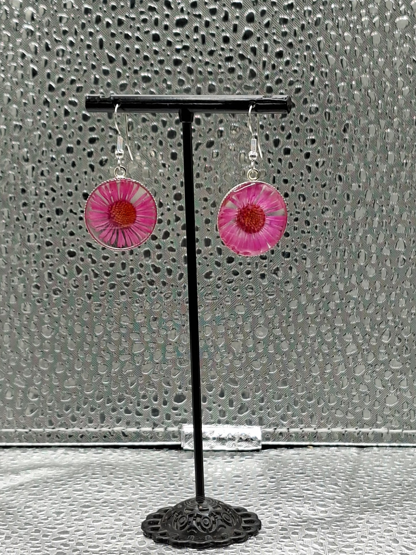 Pink Flower Earrings