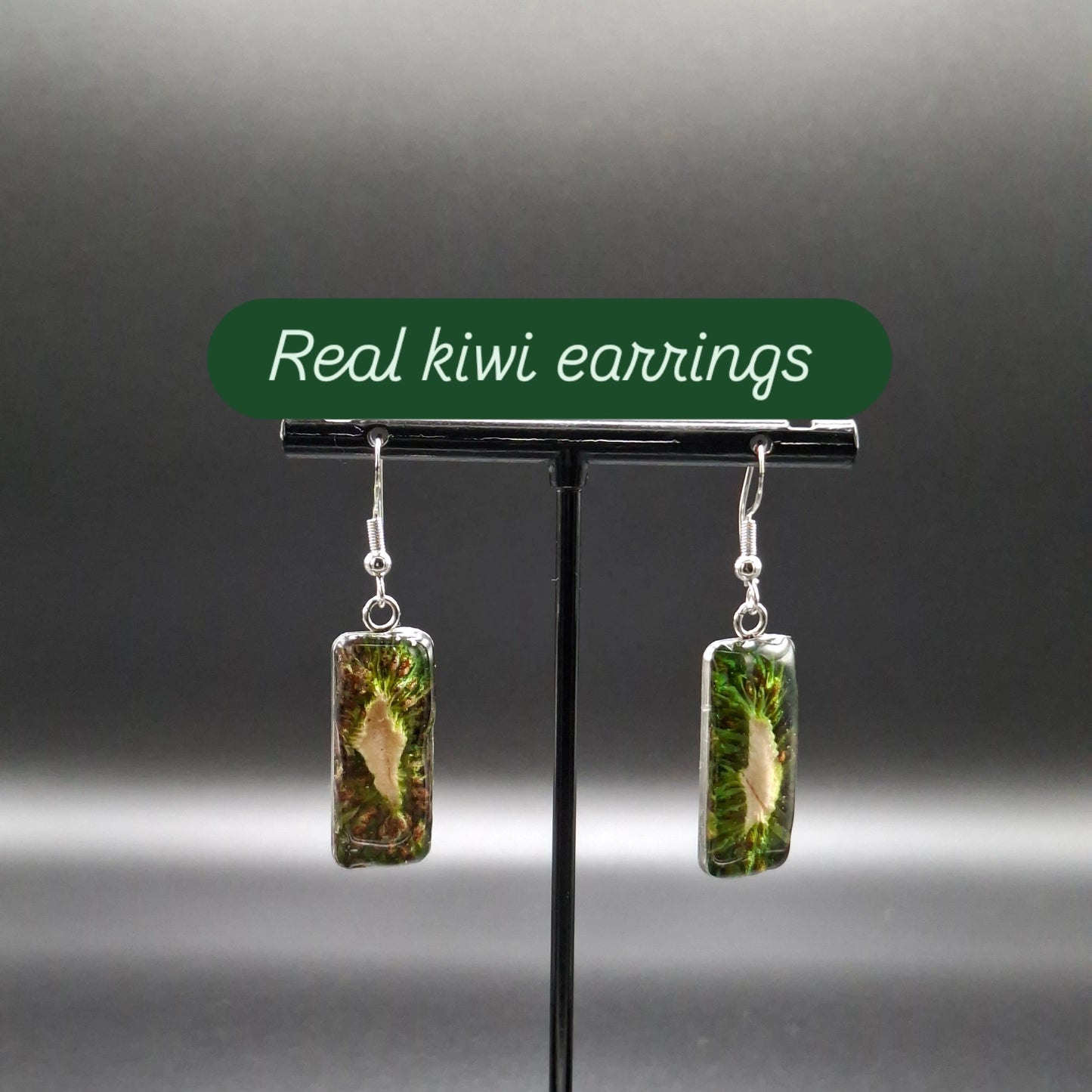 Real kiwi fruit earrings