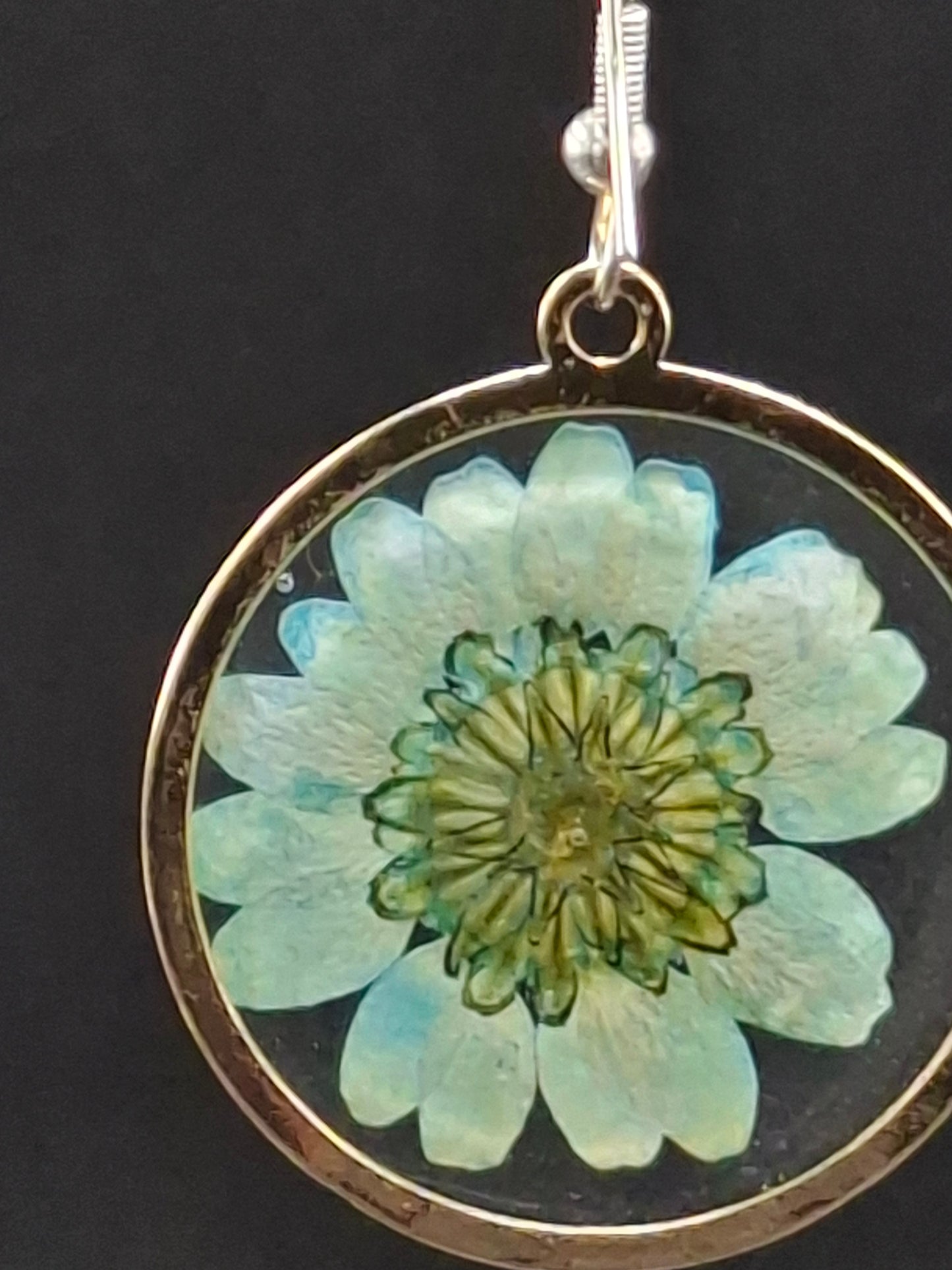 Blue sunflower earrings