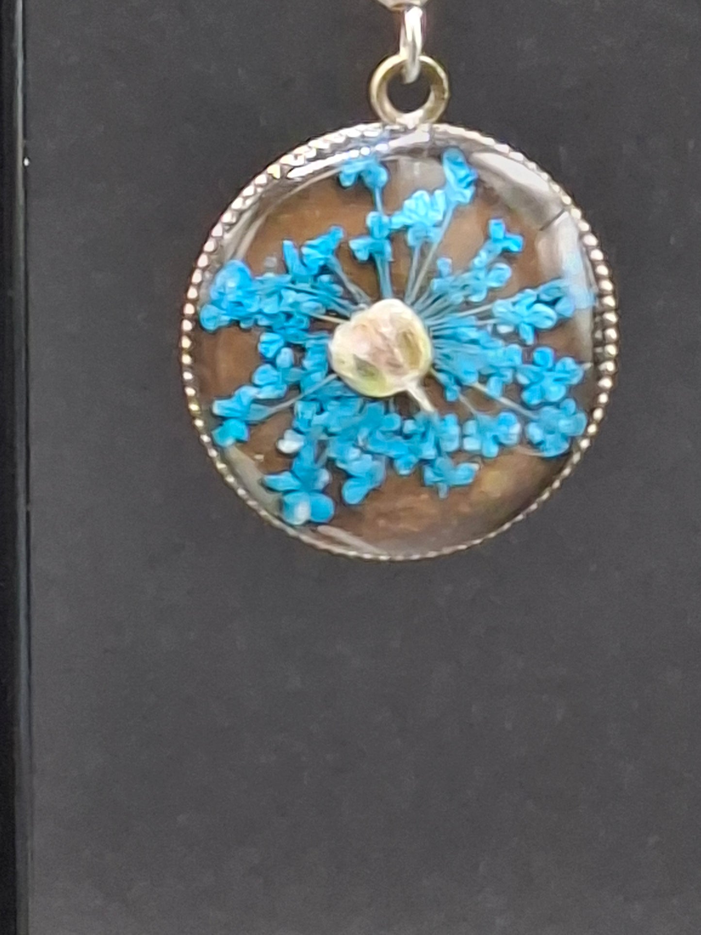 Real Blue teal flower earrings