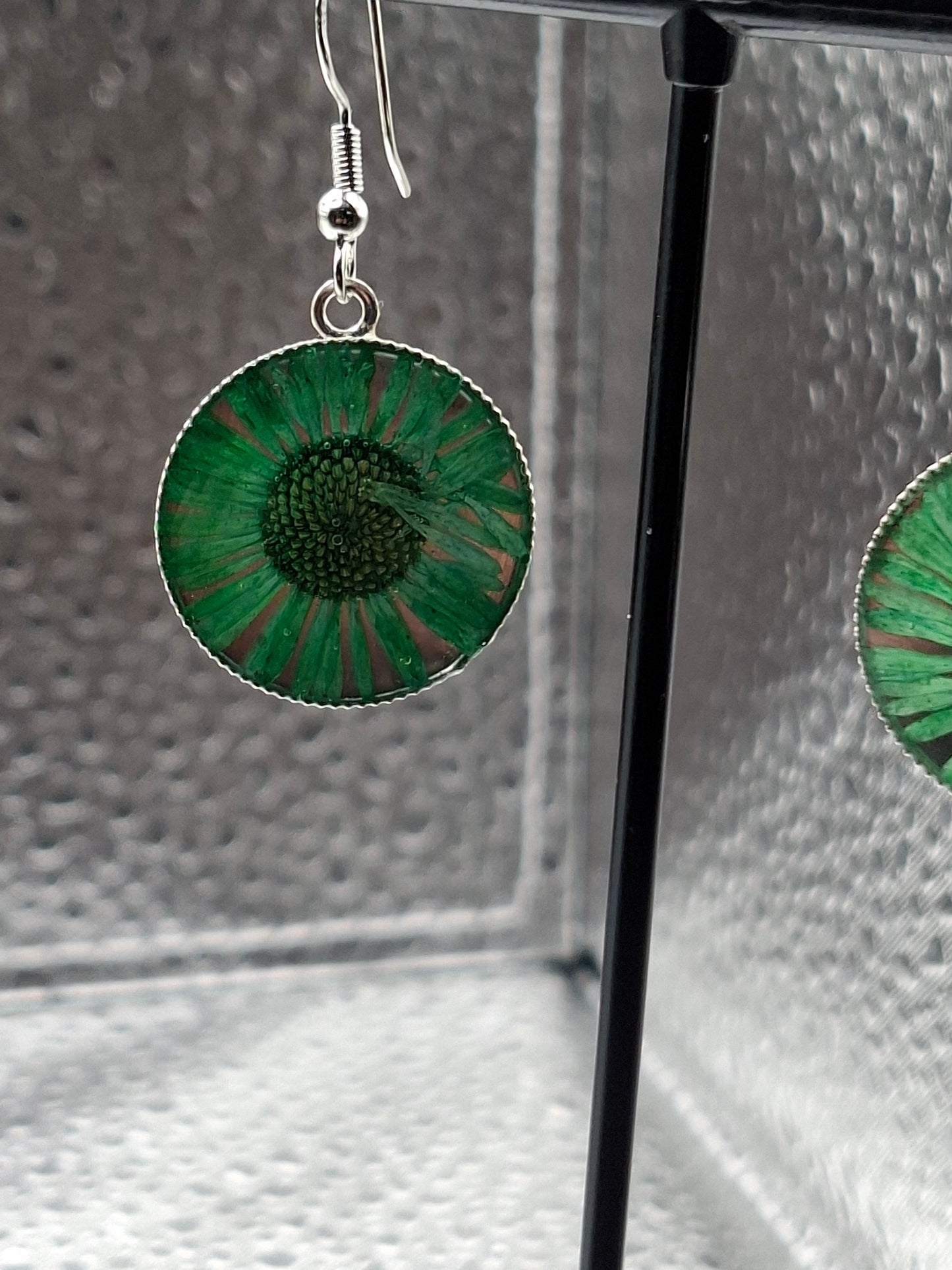 Real Flower Earrings green colour