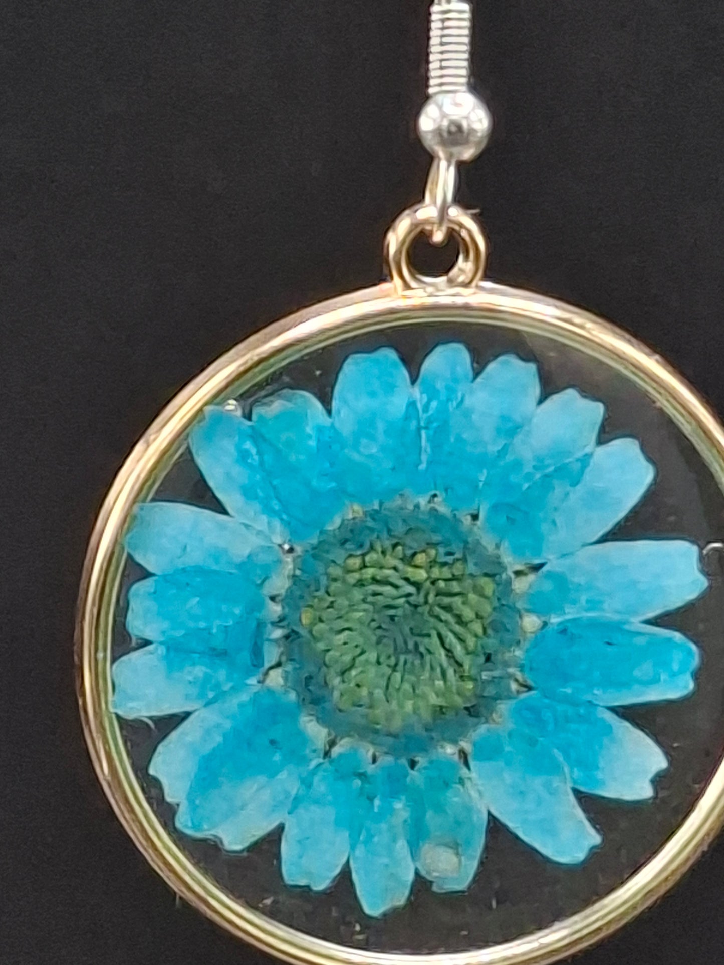 Blue sunflower earrings