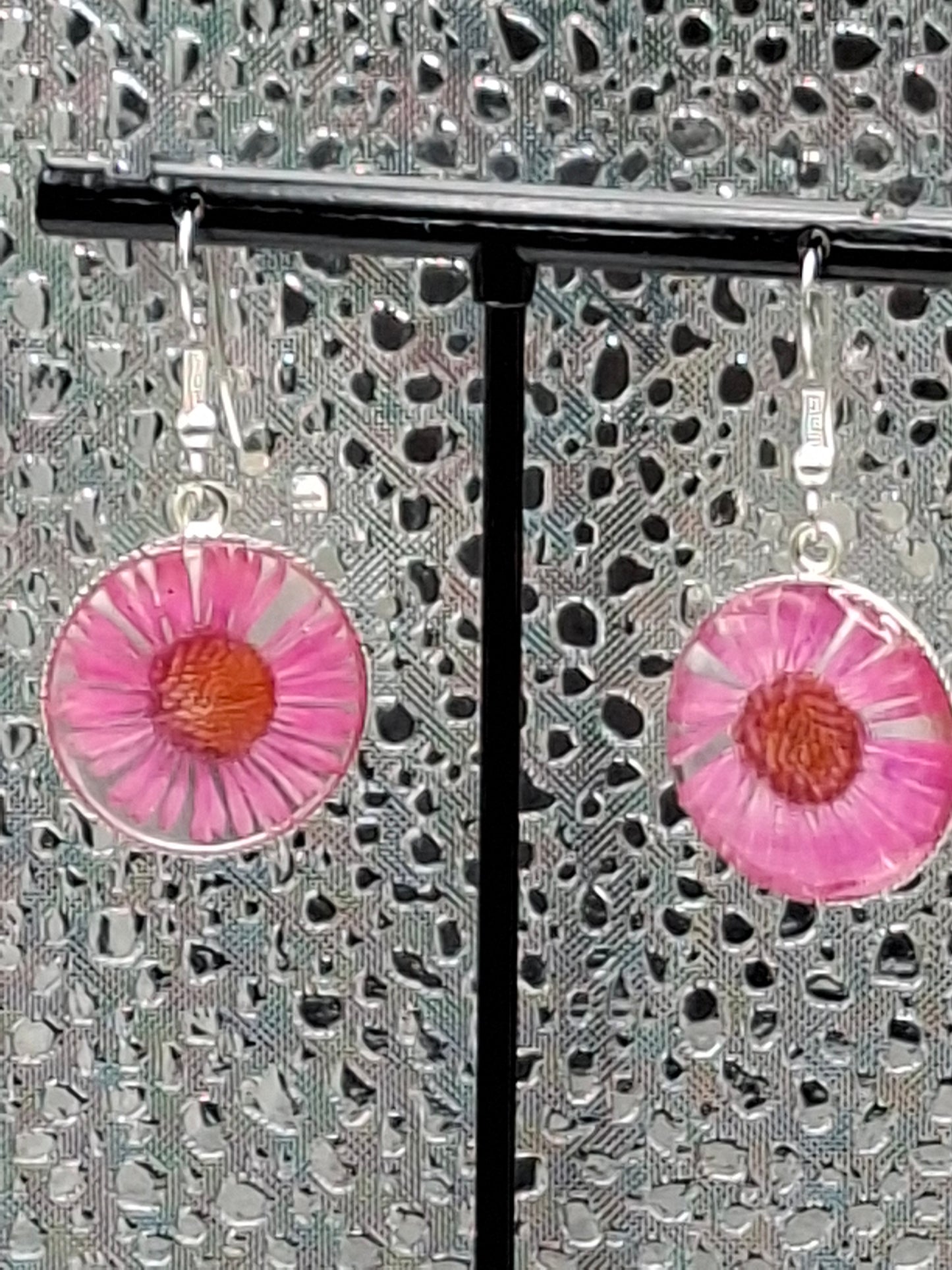 Pink Flower Earrings
