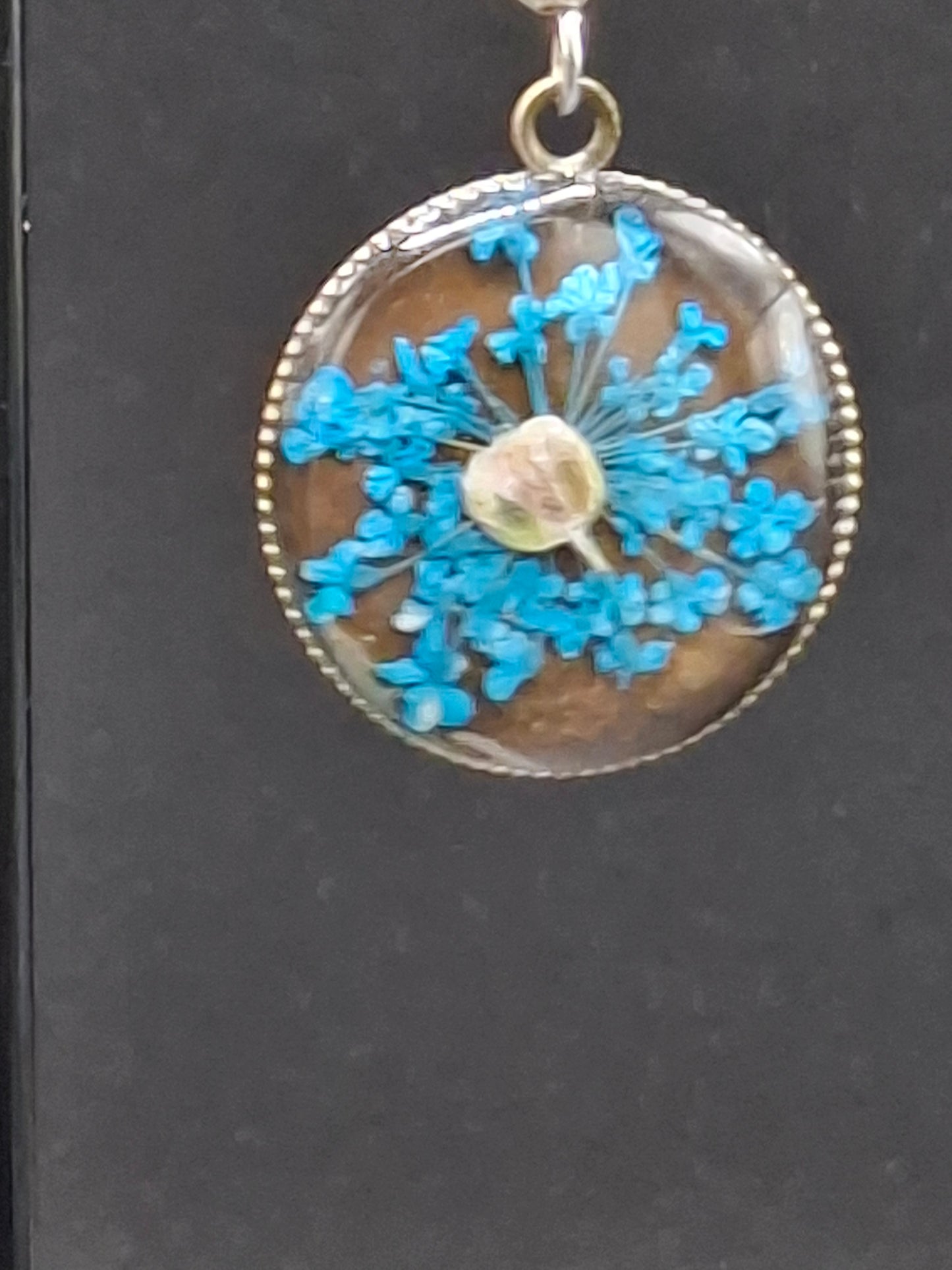 Real Blue teal flower earrings