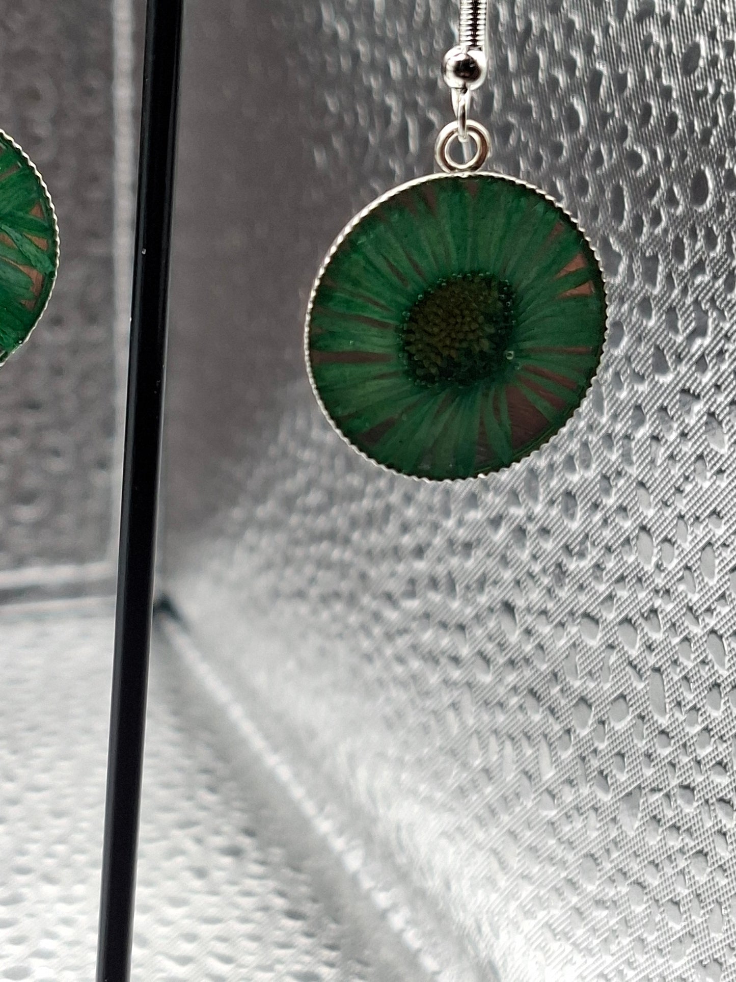 Real Flower Earrings green colour