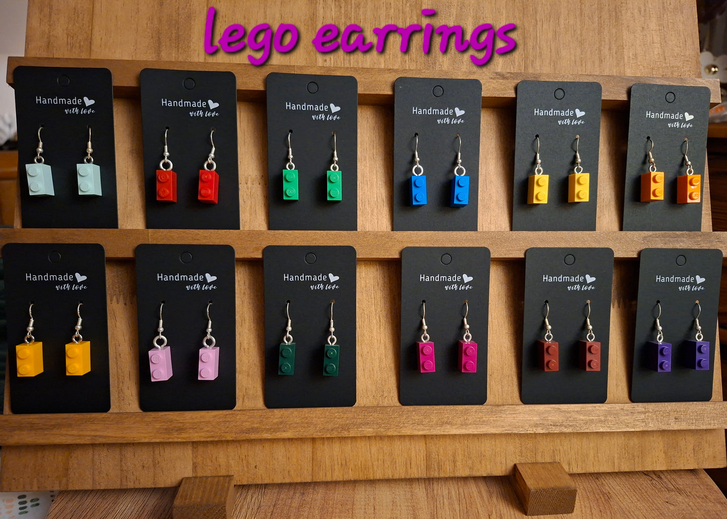 Upcycled lego block earrings