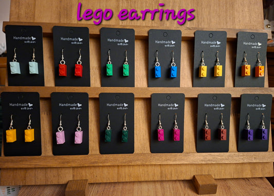 Upcycled lego block earrings