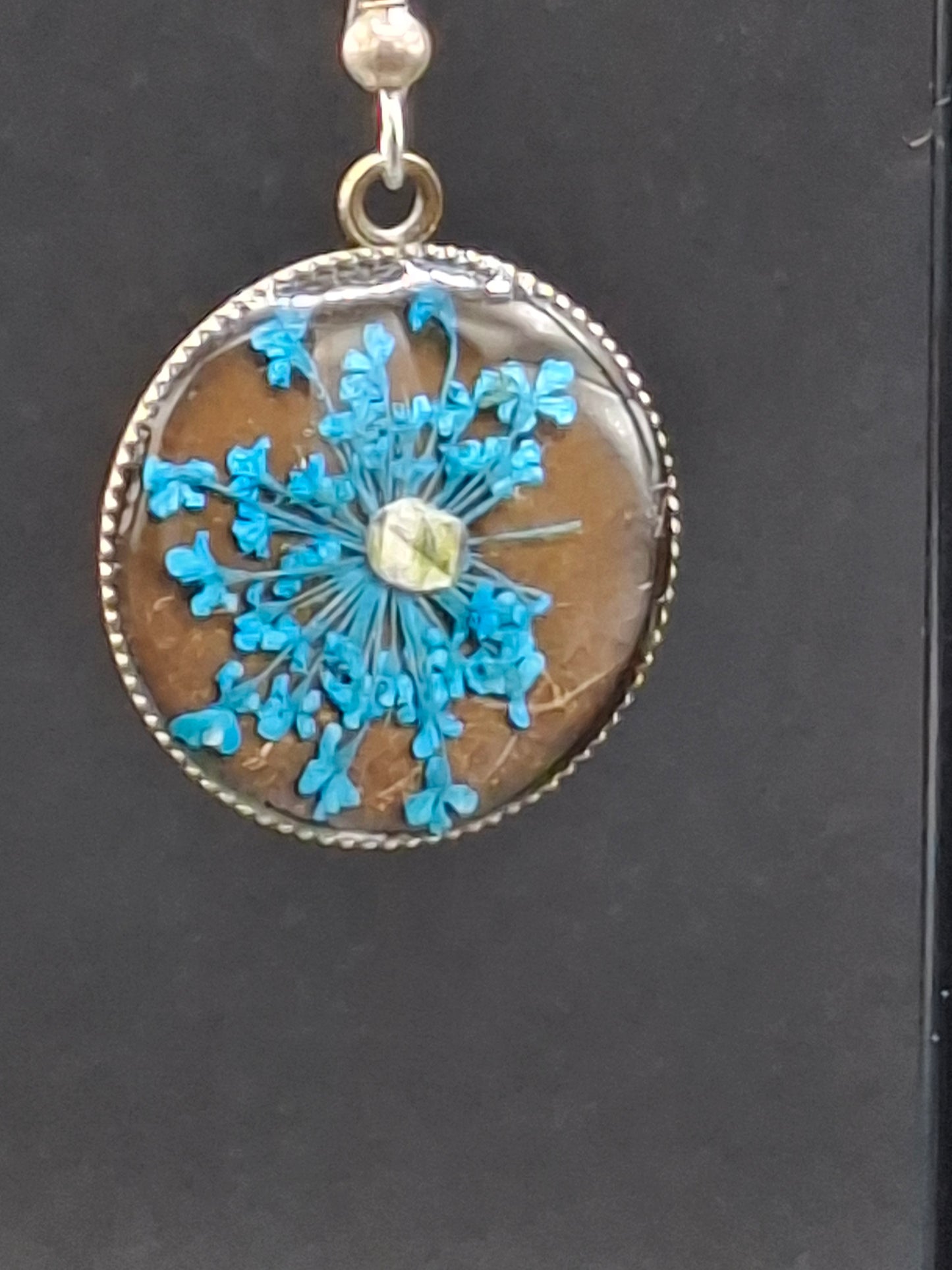 Real Blue teal flower earrings