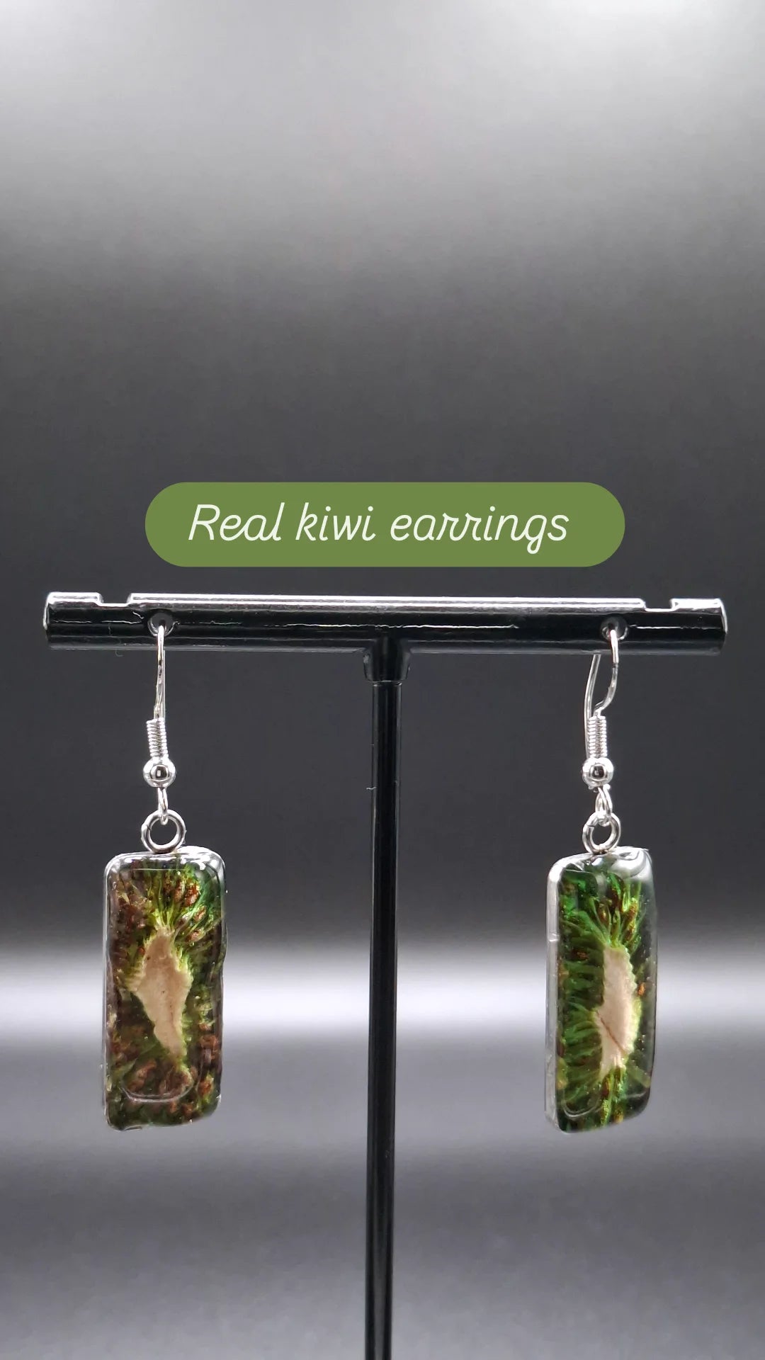 Real kiwi fruit earrings