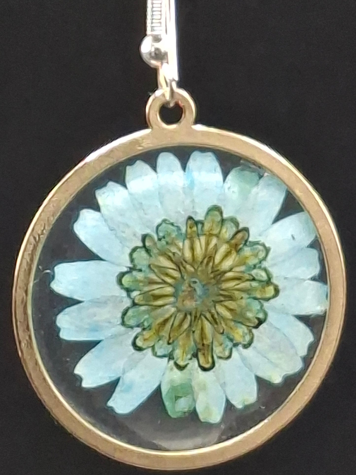 Blue sunflower earrings