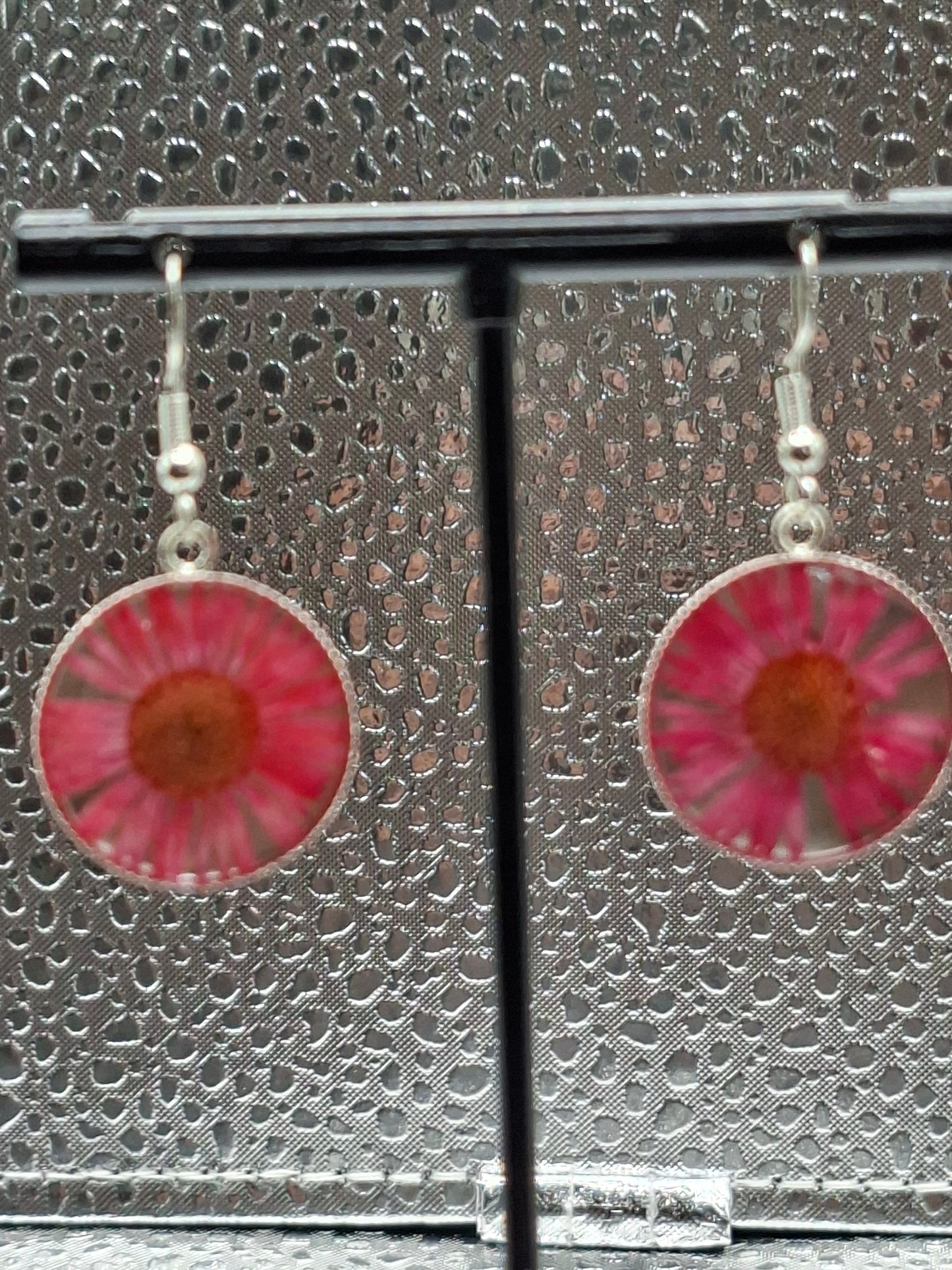 Real flower earrings coral colour