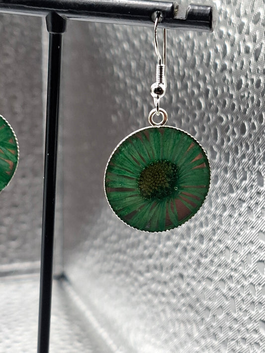 Real Flower Earrings green colour