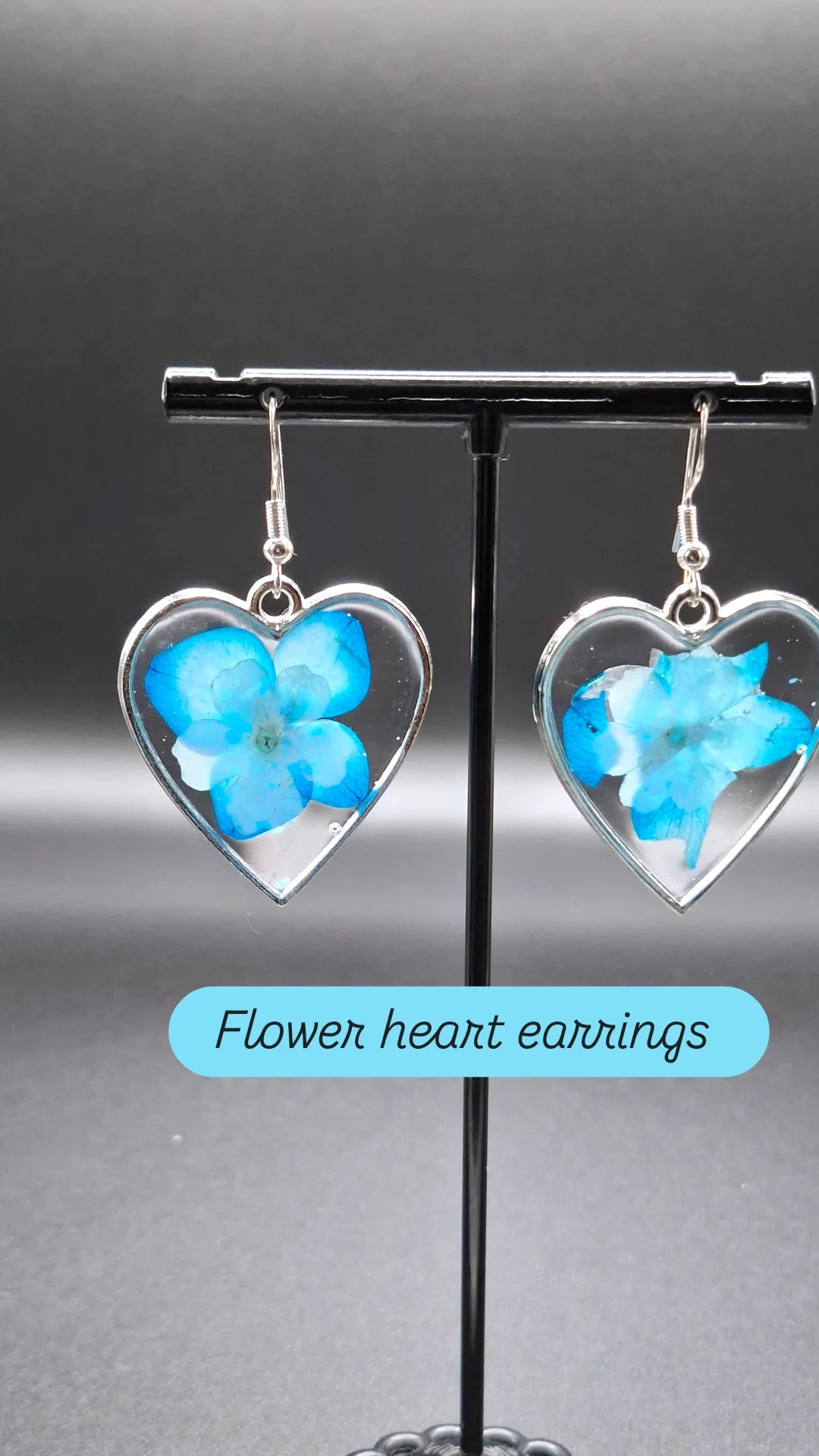 Heart shape Real flower earrings  earrings