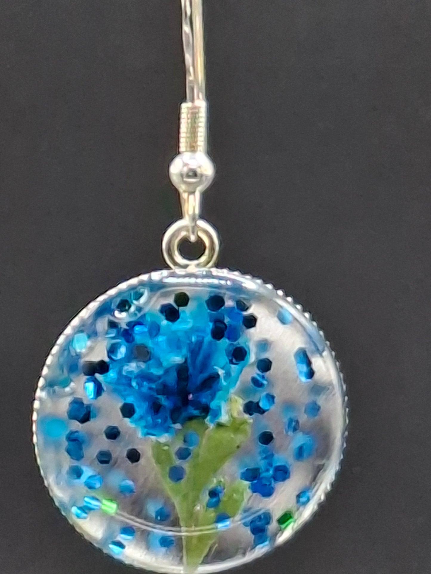 Blue flower and sparkle earrings