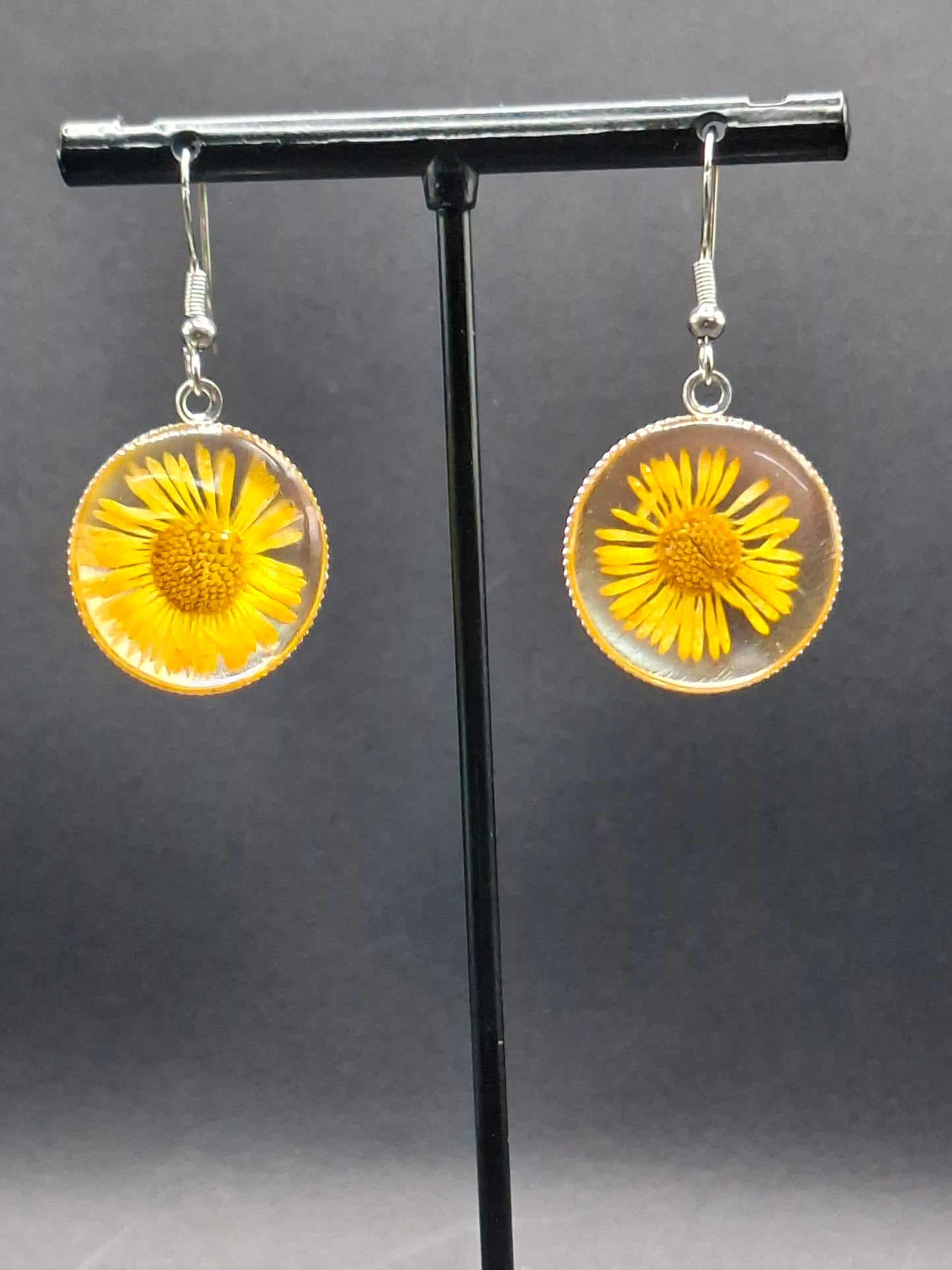 Real Flower Earrings yellow colour
