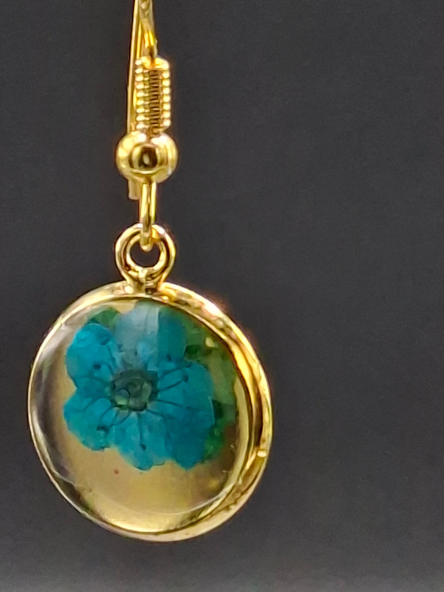 Teal color flower earrings small