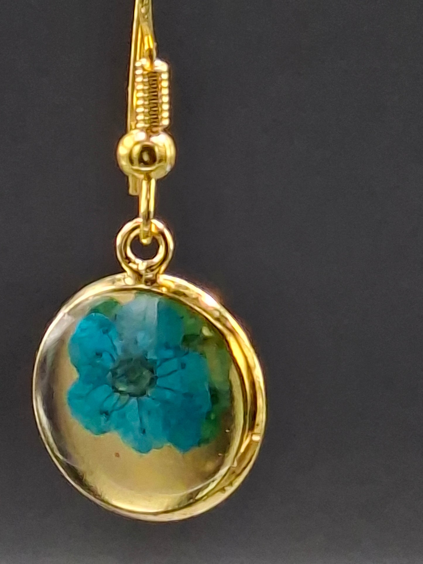 Teal color flower earrings small