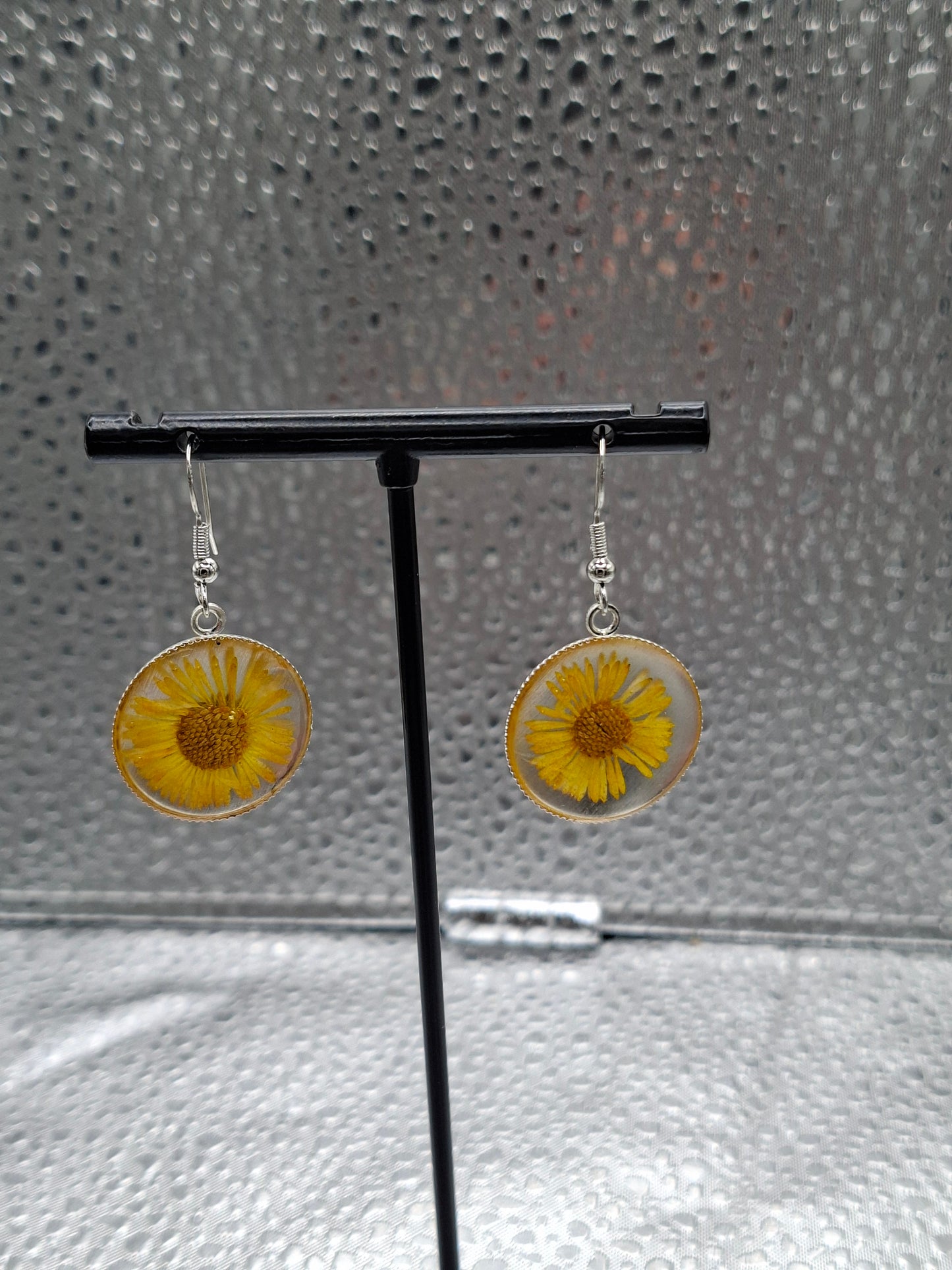 Real Flower Earrings yellow colour